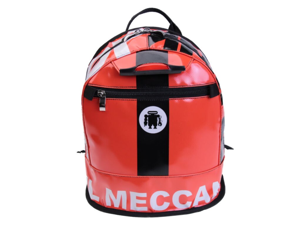 ZAINO ROSSO MODELLO SUPERINO REALIZZATO CON TELONI DI CAMION. - Edizione limitata Paul Meccanico