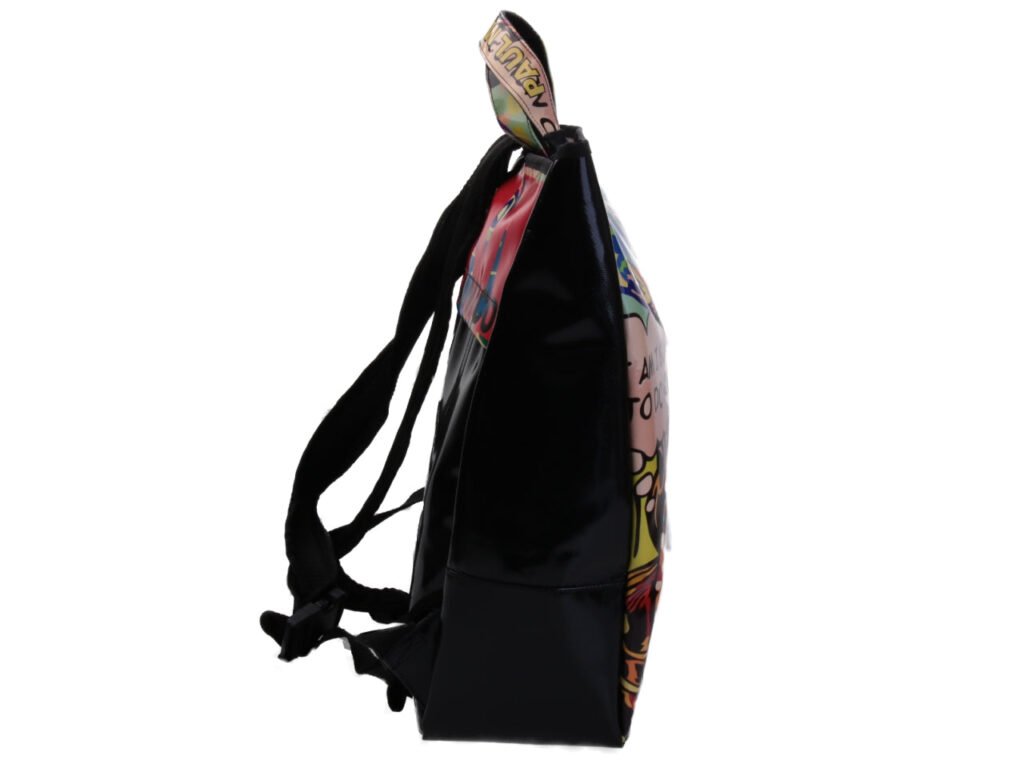 2 IN 1 BRIEFCASE AND BACKPACK POP FANTASY. MODEL HYBRID MADE OF LORRY TARPAULIN.