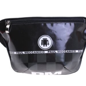 BORSA A TRACOLLA NERA. MODELLO FLEX REALIZZATO CON TELONE DA CAMION. - Edizione limitata Paul Meccanico