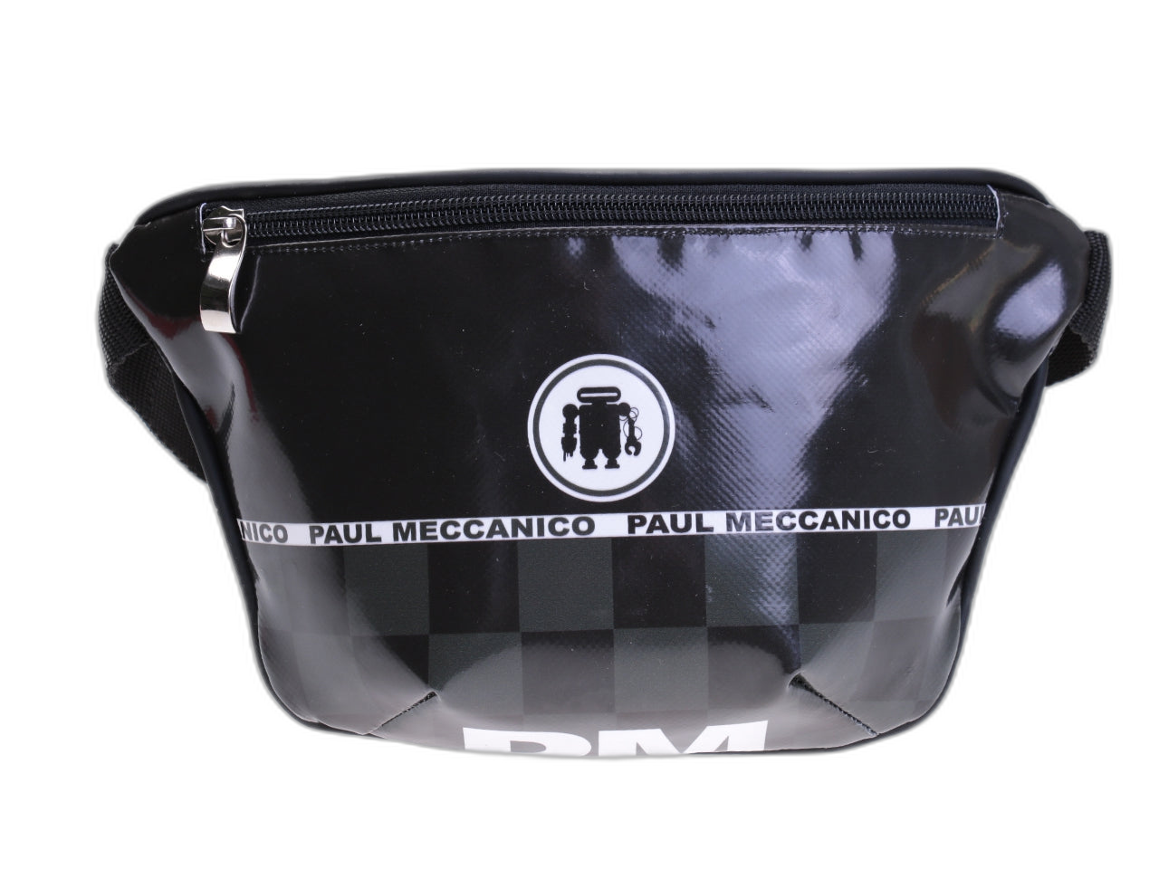 BORSA A TRACOLLA NERA. MODELLO FLEX REALIZZATO CON TELONE DA CAMION. - Edizione limitata Paul Meccanico