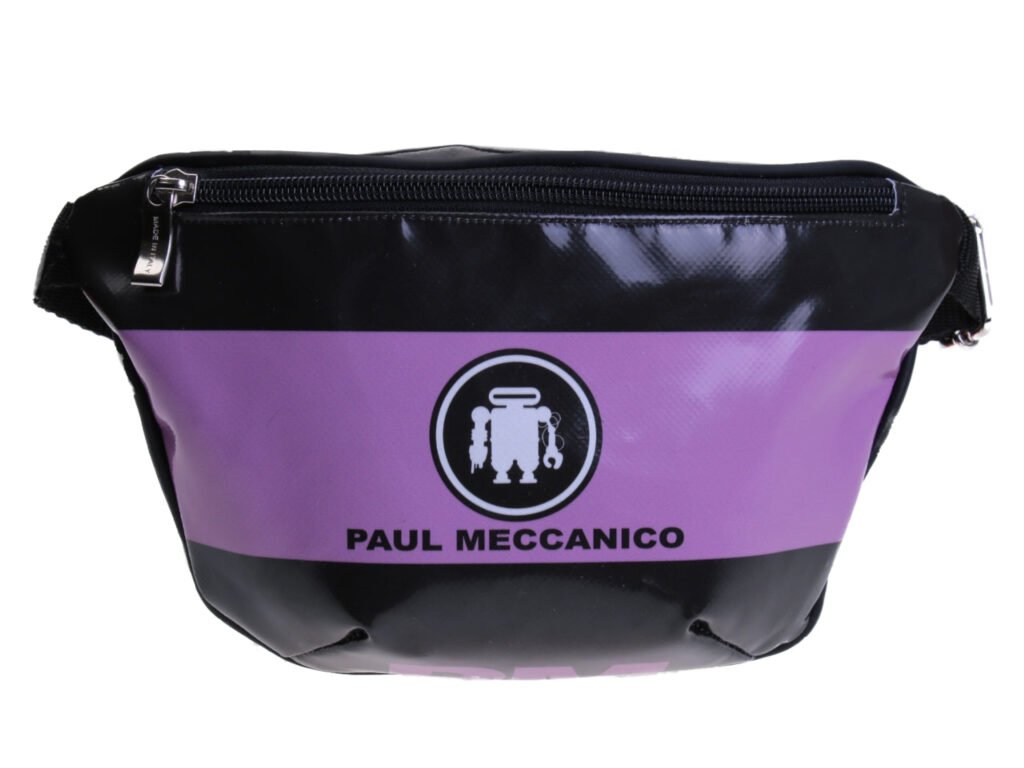 MARSUPIO NERO E LILLA. MODELLO FLEX REALIZZATO CON TELONE DA CAMION. - Edizione limitata Paul Meccanico