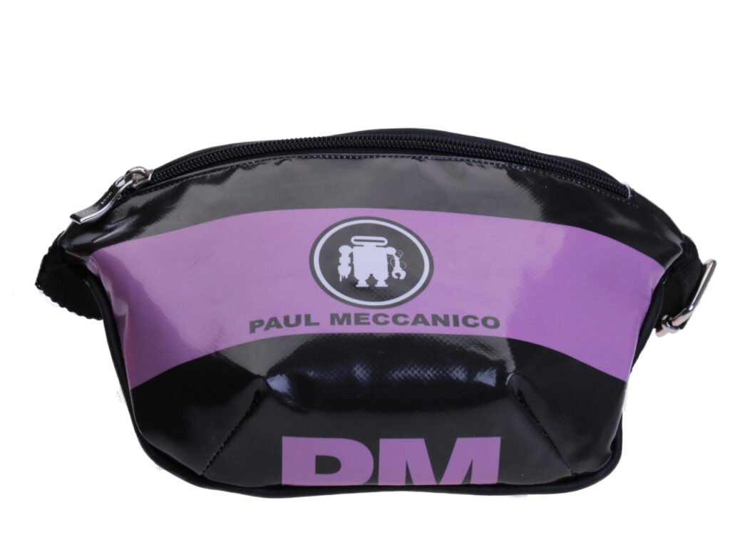 MARSUPIO NERO E LILLA. MODELLO FLEX REALIZZATO CON TELONE DA CAMION. - Edizione limitata Paul Meccanico