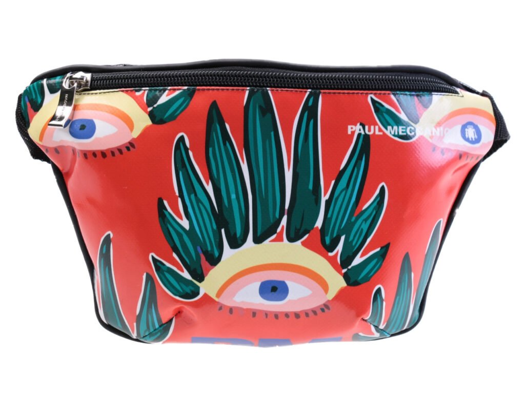 MARSUPIO ROSSO "ACQUERELLO". MODELLO FLEX REALIZZATO CON TELONI DI CAMION. - Edizione limitata Paul Meccanico