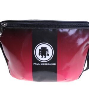 BORSA DA VIAGGIO NERA E ROSSO SCURO. MODELLO FLEX REALIZZATO CON TELONE DA CAMION. - Edizione limitata Paul Meccanico