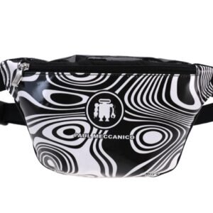 MARSUPIO NERO CON FANTASIA OPTICAL. MODELLO FLEX REALIZZATO CON TELONI DI CAMION. - Edizione limitata Paul Meccanico