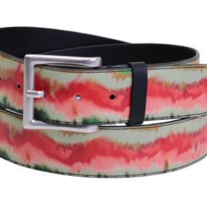 CINTURA DA UOMO BEIGE E SALMONE CON FANTASIA MIMETICA REALIZZATA CON TELONI DI CAMION. - Pezzi unici Paul Meccanico
