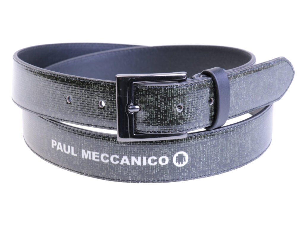 CINTURA DA DONNA NERA E VERDE SCURO "EFFETTO TESSUTO" IN TELONE DI CAMION.