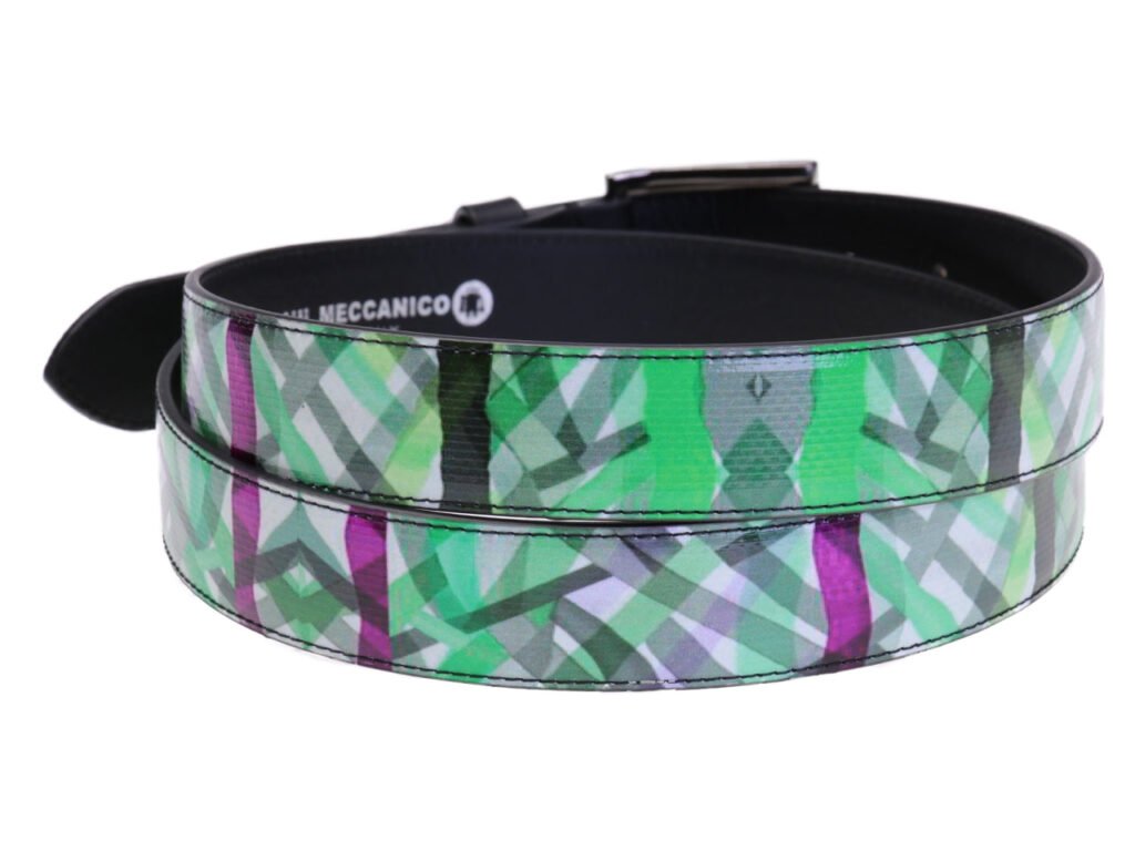 CINTURA DA DONNA BIANCA E VERDE IN TELONE DA CAMION.