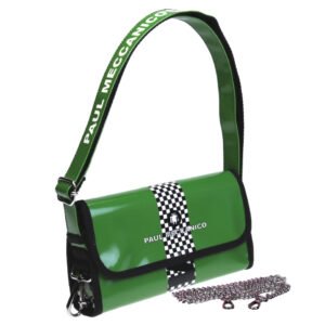 POCHETTE VERDE MELA STILE "GRAND PRIX". MODELLO CANDY REALIZZATO CON TELONI DI CAMION. - Edizione limitata Paul Meccanico