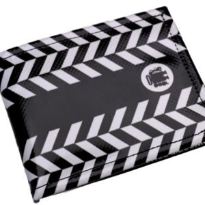 PORTAFOGLIO DA UOMO IN BIANCO E NERO A FANTASIA GEOMETRICA. MODELLO CRIK REALIZZATO CON TELONI DI CAMION. - Edizione limitata Paul Meccanico