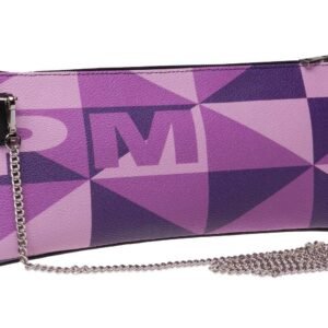 MAXI POCHETTE IN FANTASIA GEOMETRICA NEI COLORI VIOLA E LILLA. MODELLO RIBELLA IN ECOPELLE MARTELLATA. - Pezzi unici Paul Meccanico