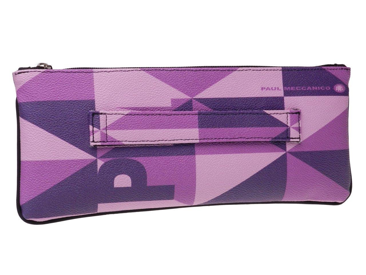 MAXI POCHETTE IN FANTASIA GEOMETRICA NEI COLORI VIOLA E LILLA. MODELLO RIBELLA IN ECOPELLE MARTELLATA. - Pezzi unici Paul Meccanico