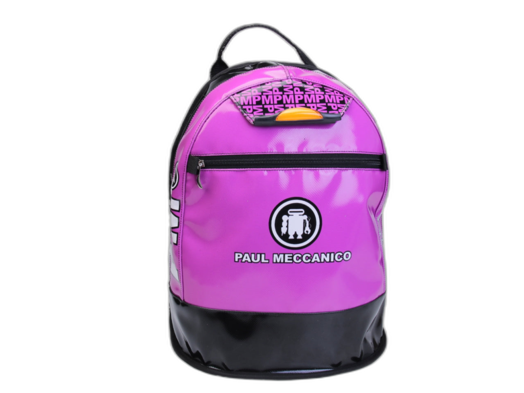 ZAINO FUCSIA E NERO PAUL MECCANICO. MODELLO SUPER REALIZZATO CON TELONI DI CAMION. - Edizione Limitata Paul Meccanico