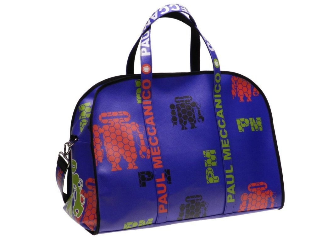 BORSA GRANDE DA VIAGGIO O SPORTIVA BLU ROYAL. MODELLO RAID IN ECOPELLE. - Pezzi unici Paul Meccanico