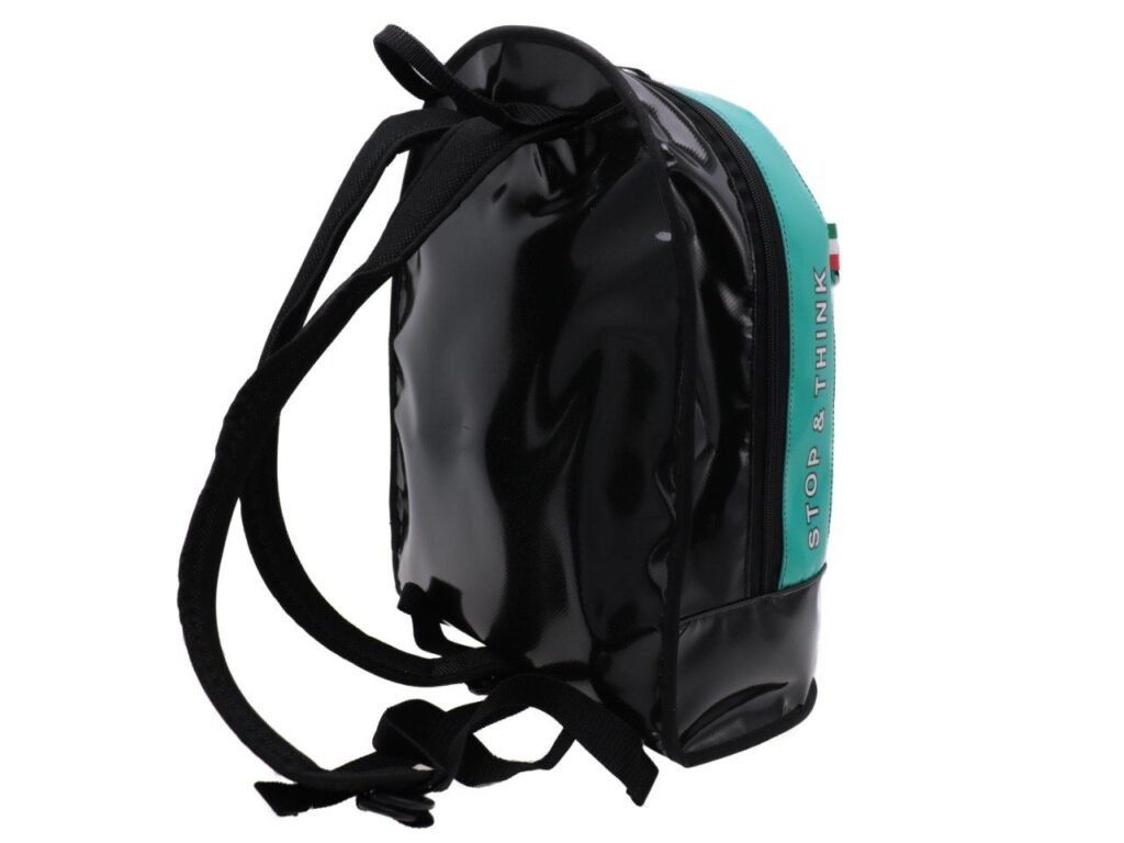 ZAINO VERDE MARE E NERO PAUL MECCANICO. MODELLO SUPER REALIZZATO CON TELONI DI CAMION. - Edizione limitata Paul Meccanico