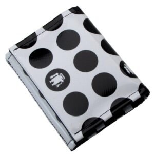 PORTAFOGLIO DONNA COLORI BIANCO E NERO FANTASIA POIS. MODELLO TREK REALIZZATO CON TELONI DI CAMION. - Paul Meccanico