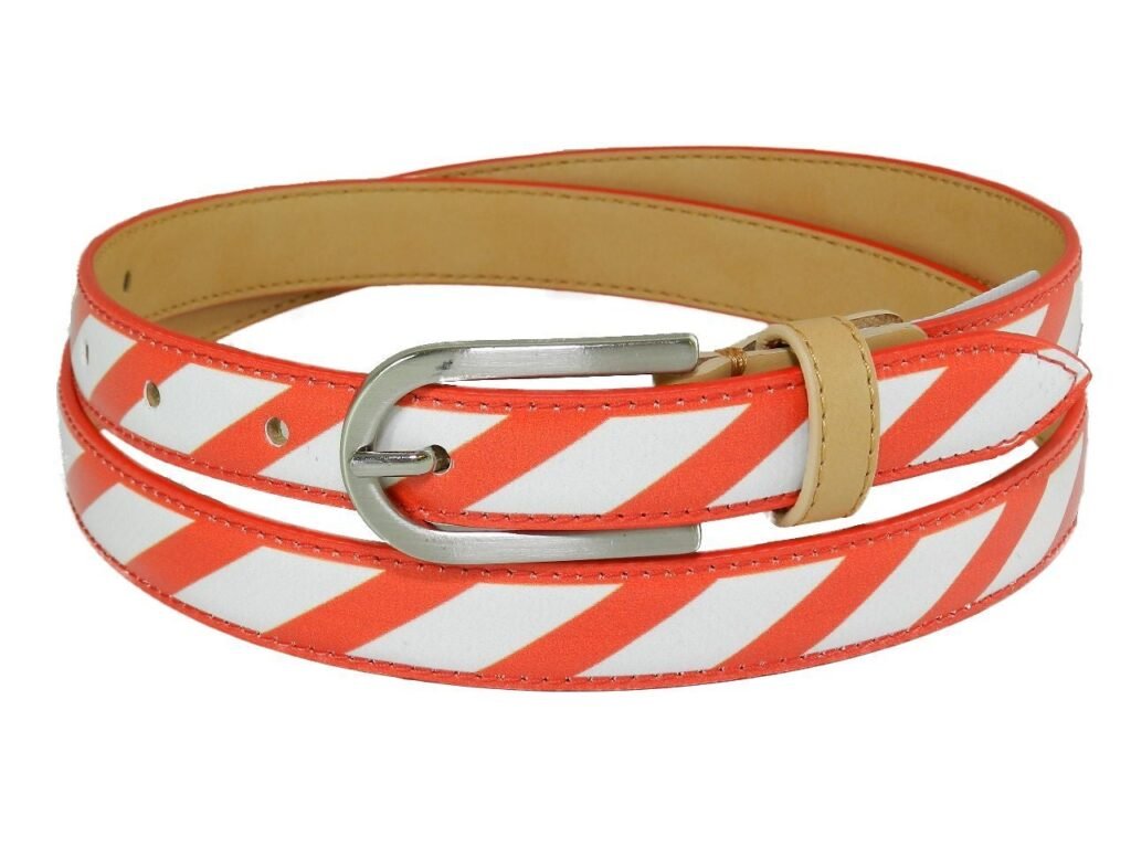 CINTURA DA DONNA PAUL MECCANICO. COLORI BIANCO E ROSSO CON FANTASIA GEOMETRICA. - Pezzi unici Paul Meccanico