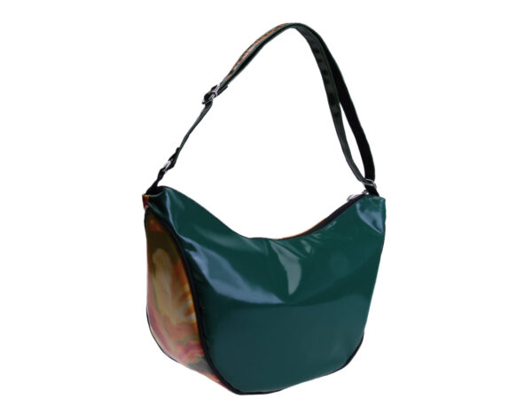 CRESCENT BAG TIE DYE FANTASY. MODEL SPLIT MADE OF LORRY TARPAULIN.