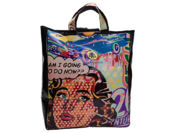 2 IN 1 BRIEFCASE AND BACKPACK POP FANTASY. MODEL HYBRID MADE OF LORRY TARPAULIN.