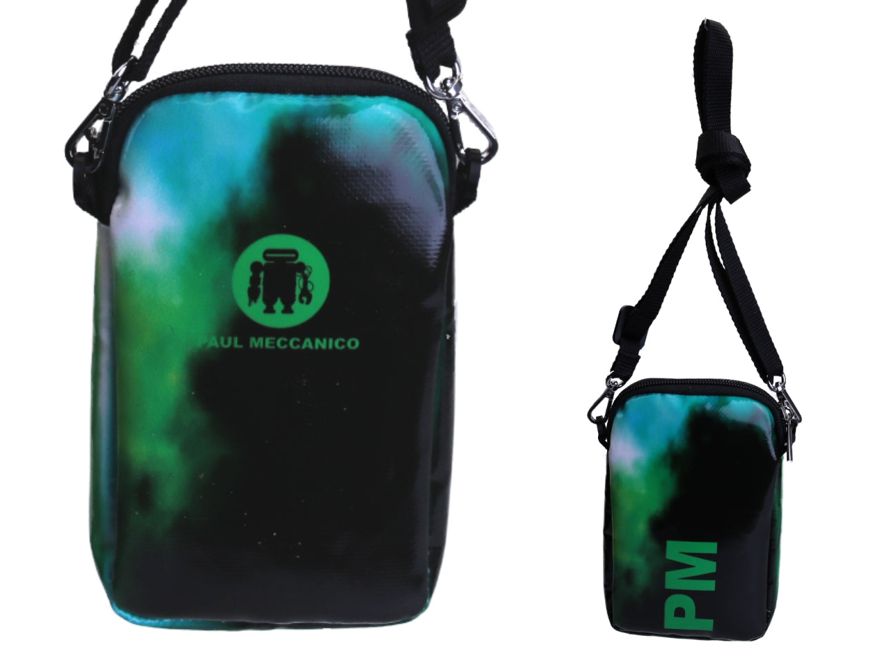 MOBILE PHONE BAG BLACK AND GREEN TIE DYE FANTASY.