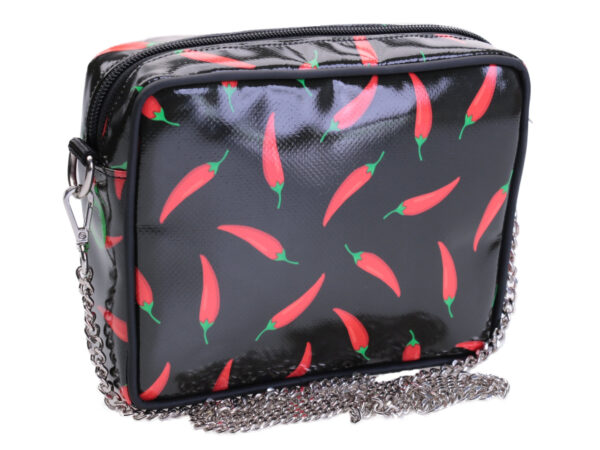 BLACK FOREST CLUTCH "CHILI PEPPERS". PARK MODEL MADE OF LORRY TARPAULIN.