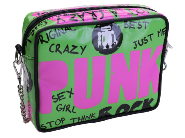 GREEN CLUTCH "I'M THE BEST FUCK THE REST". PARK MODEL MADE OF LORRY TARPAULIN.