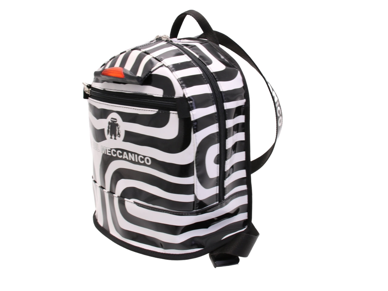 ...BACKPACK WITH BLACK & WHITE FANTASY. MODEL SUPERINO MADE OF LORRY TARPAULIN.