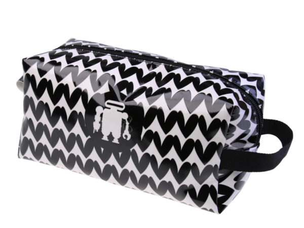 ...BLACK AND WHITE BEAUTY CASE WITH "HEARTS".