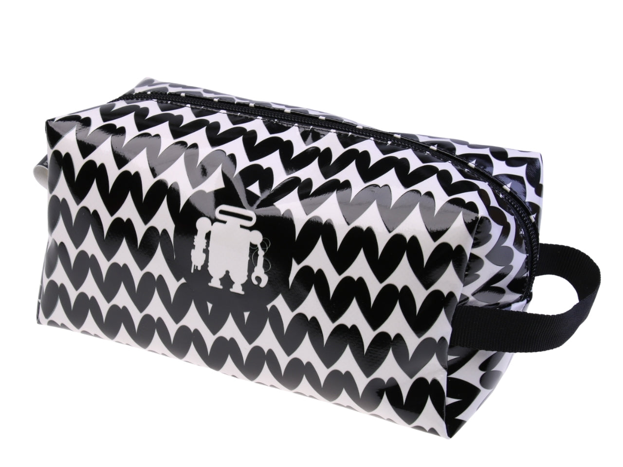 ...BLACK AND WHITE BEAUTY CASE WITH "HEARTS".