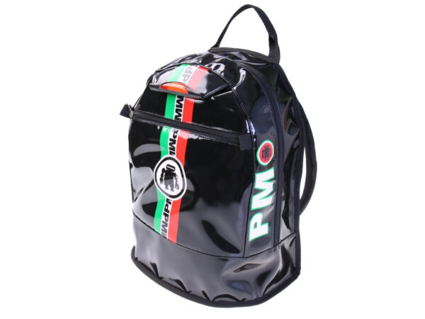 BLACK BACKPACK PAUL MECCANICO "ITALIA". MODEL SUPER MADE OF LORRY TARPAULIN.
