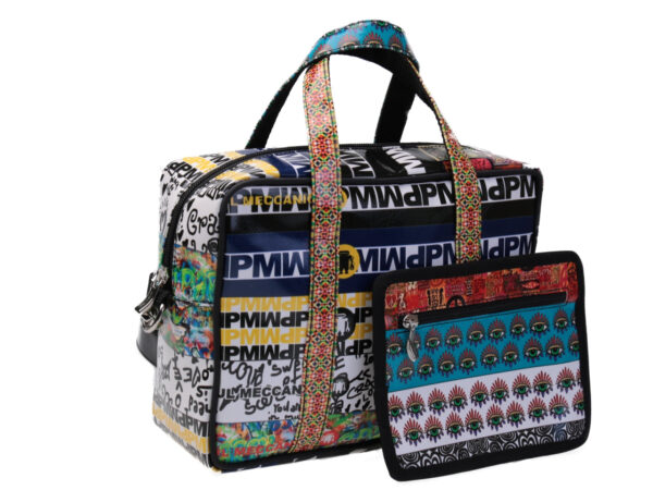 RECTANGULAR WOMEN'S BAG PATCHING FANTASY. MODEL PINCA MADE OF LORRY TARPAULIN.
