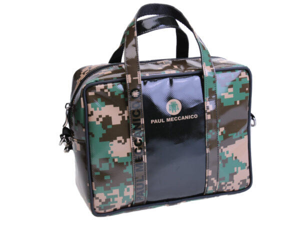 RECTANGULAR WOMEN'S BAG PIXEL CAMOUFLAGE FANTASY. MODEL PINCA MADE OF LORRY TARPAULIN.