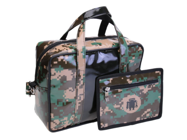 RECTANGULAR WOMEN'S BAG PIXEL CAMOUFLAGE FANTASY. MODEL PINCA MADE OF LORRY TARPAULIN.
