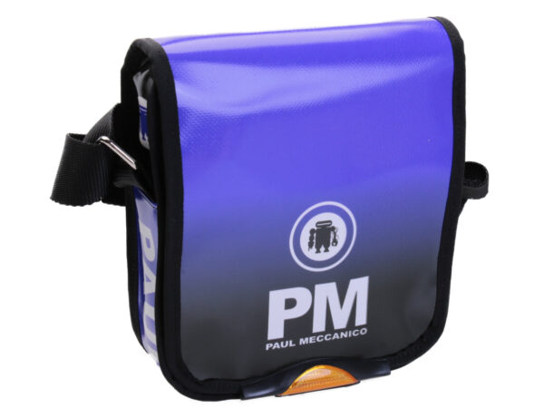 VIOLET CROSSBODY BAG WITH SHADED EFFECT. MODEL MIPOK MADE OF LORRY TARPAULIN.