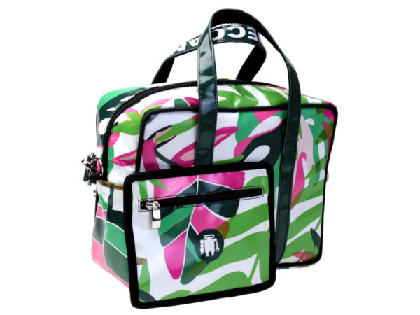 RECTANGULAR WOMEN'S BAG "LEAVES". MODEL PINCA MADE OF LORRY TARPAULIN.