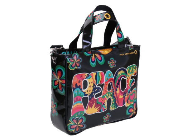 TOTE BAG FLORAL FANTASY "PEACE". MODEL GLAM MADE OF LORRY TARPAULIN.