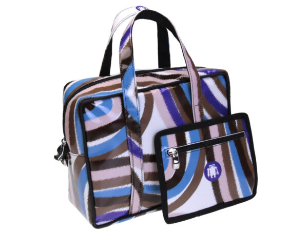 RECTANGULAR WOMEN'S BAG FANTASY "RIBBON". MODEL PINCA MADE OF LORRY TARPAULIN.
