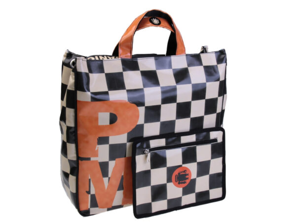 MAXI TOTE BAG "GASOLINE". MODEL AIRSTONE MADE OF LORRY TARPAULIN.