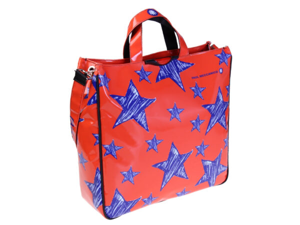 ORANGE MAXI TOTE BAG "STARS". MODEL AIRSTONE MADE OF LORRY TARPAULIN.