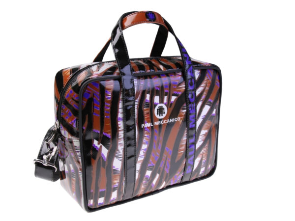 ....RECTANGULAR WOMEN'S BAG WITH ANIMALIER FANTASY. MODEL PINCA MADE OF LORRY TARPAULIN.