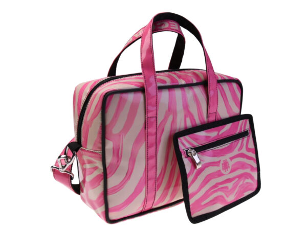 ....PINK WOMEN'S BAG WITH ANIMALIER FANTASY. MODEL PINCA MADE OF LORRY TARPAULIN.