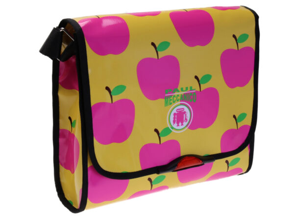 YELLOW CROSSBODY BAG "APPLE". MODEL BREAK MADE OF LORRY TARPAULIN.