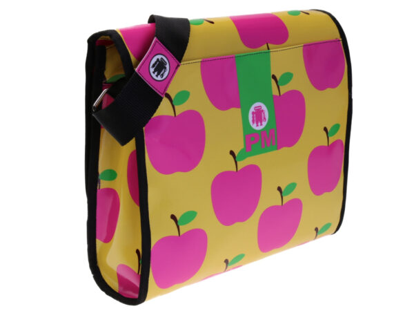 YELLOW CROSSBODY BAG "APPLE". MODEL BREAK MADE OF LORRY TARPAULIN.