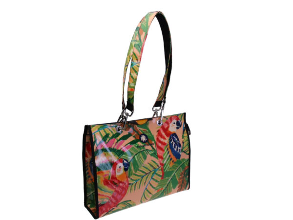 SHOPPER BAG "PARROTS". MODEL PEPE MADE OF LORRY TARPAULIN.