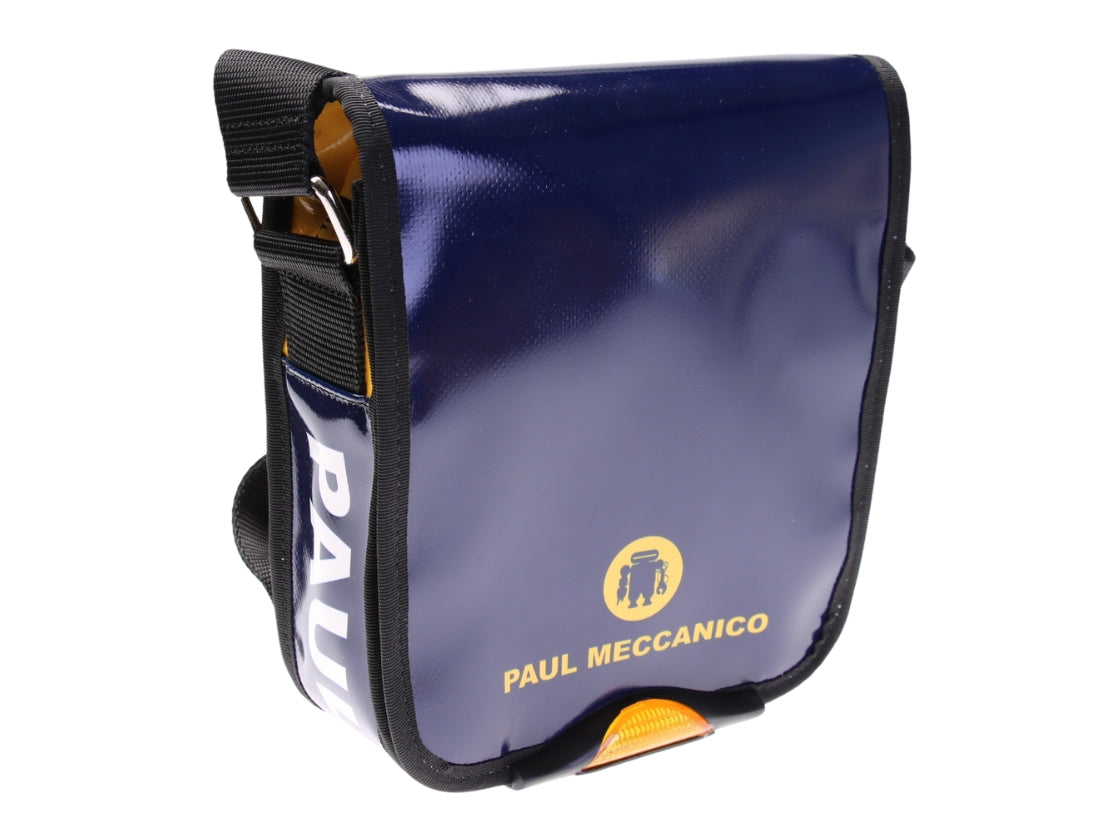 ...BLUE CROSSBODY BAG. MODEL MIPOK MADE OF LORRY TARPAULIN.