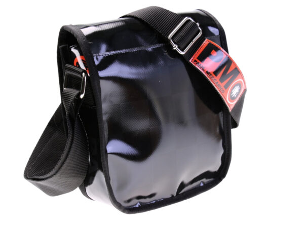 ...CROSSBODY BAG BLACK FOREST AND DARK GREEN COLOURS WITH CHESS FANTASY. MODEL MIPOK MADE OF LORRY TARPAULIN.