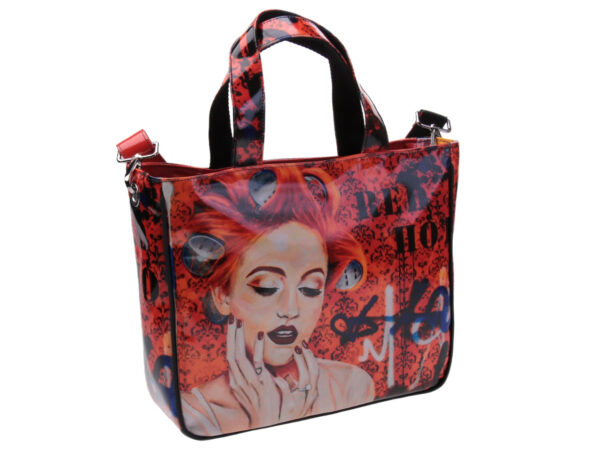 TOTE BAG "RED HOT" DESIGNED BY BIANCA LEVER. MODEL GLAM MADE OF LORRY TARPAULIN.