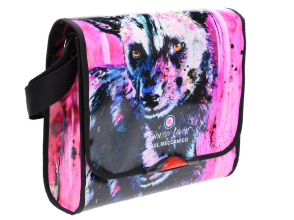 CROSSBODY BAG "STAY WILD" DESIGNED BY BIANCA LEVER. MODEL BREAK MADE OF LORRY TARPAULIN.