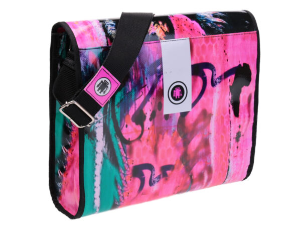 CROSSBODY BAG "STAY WILD" DESIGNED BY BIANCA LEVER. MODEL BREAK MADE OF LORRY TARPAULIN.