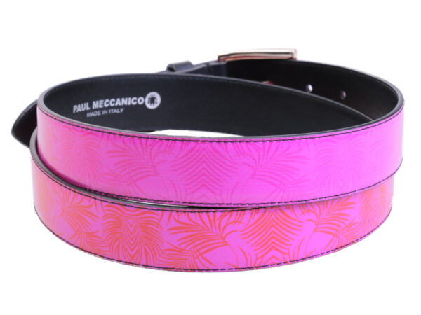 LILAC WOMEN'S BELT WITH PALM FANTASY MADE OF LORRY TARPAULIN.